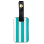 Vertical Stripes - White and Cyan Luggage Tag (One Side)