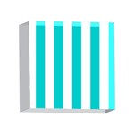 Vertical Stripes - White and Cyan 4 x 4  Acrylic Photo Block
