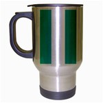 Vertical Stripes - White and Cyan Travel Mug (Silver Gray)