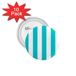 Vertical Stripes - White and Cyan 1.75  Button (10 pack)