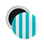 Vertical Stripes - White and Cyan 2.25  Magnet