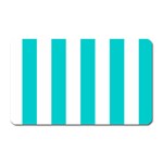 Vertical Stripes - White and Cyan Magnet (Rectangular)