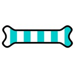 Vertical Stripes - White and Cyan Magnet (Dog Bone)