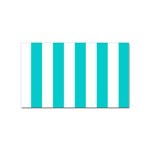 Vertical Stripes - White and Cyan Sticker Rectangular (10 pack)