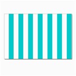 Vertical Stripes - White and Cyan Postcards 5  x 7  (Pkg of 10)