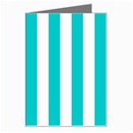 Vertical Stripes - White and Cyan Greeting Card