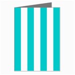 Vertical Stripes - White and Cyan Greeting Cards (Pkg of 8)