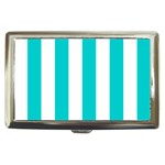 Vertical Stripes - White and Cyan Cigarette Money Case