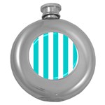 Vertical Stripes - White and Cyan Hip Flask (5 oz)