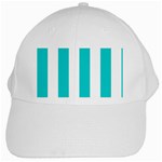 Vertical Stripes - White and Cyan White Cap