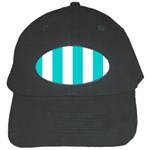 Vertical Stripes - White and Cyan Black Cap
