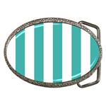 Vertical Stripes - White and Verdigris Belt Buckle