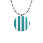 Vertical Stripes - White and Verdigris 1  Button Necklace