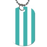 Vertical Stripes - White and Verdigris Dog Tag (Two Sides)