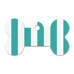 Vertical Stripes - White and Verdigris Dog Tag Bone (Two Sides)