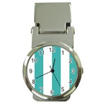 Vertical Stripes - White and Verdigris Money Clip Watch