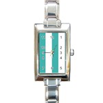 Vertical Stripes - White and Verdigris Rectangle Italian Charm Watch