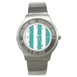 Vertical Stripes - White and Verdigris Stainless Steel Watch