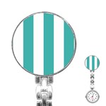 Vertical Stripes - White and Verdigris Stainless Steel Nurses Watch