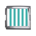 Vertical Stripes - White and Verdigris Mega Link Italian Charm (18mm)