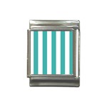 Vertical Stripes - White and Verdigris Italian Charm (13mm)