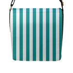 Vertical Stripes - White and Verdigris Flap Closure Messenger Bag (L)