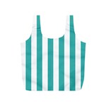 Vertical Stripes - White and Verdigris Full Print Recycle Bag (S)