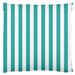 Vertical Stripes - White and Verdigris Large Cushion Case (Two Sides)