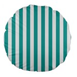 Vertical Stripes - White and Verdigris Large 18  Premium Round Cushion