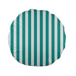 Vertical Stripes - White and Verdigris Standard 15  Premium Flano Round Cushion