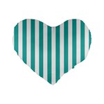 Vertical Stripes - White and Verdigris Standard 16  Premium Heart Shape Cushion