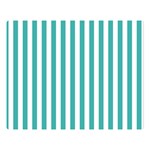 Vertical Stripes - White and Verdigris Double Sided Flano Blanket (Large)