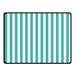 Vertical Stripes - White and Verdigris Fleece Blanket (Small) (One Side)