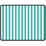 Vertical Stripes - White and Verdigris Double Sided Fleece Blanket (Medium) (Two Sides)