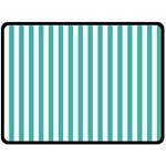 Vertical Stripes - White and Verdigris Double Sided Fleece Blanket (Large) (Two Sides)