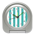 Vertical Stripes - White and Verdigris Desk Alarm Clock