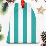 Vertical Stripes - White and Verdigris Bell Ornament (Two Sides)