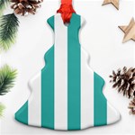 Vertical Stripes - White and Verdigris Christmas Tree Ornament (Two Sides)