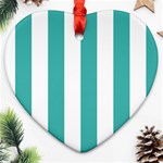 Vertical Stripes - White and Verdigris Heart Ornament (Two Sides)