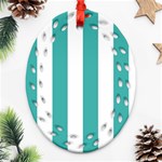 Vertical Stripes - White and Verdigris Ornament (Bell) Ornament (Oval Filigree)