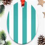 Vertical Stripes - White and Verdigris Oval Ornament (Two Sides)