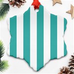 Vertical Stripes - White and Verdigris Snowflake Ornament (Two Sides)