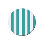 Vertical Stripes - White and Verdigris Rubber Coaster (Round)