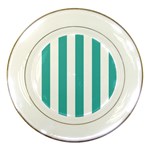Vertical Stripes - White and Verdigris Porcelain Plate