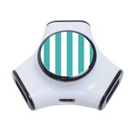 Vertical Stripes - White and Verdigris Portable USB Hub (One Side)