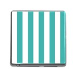 Vertical Stripes - White and Verdigris Memory Card Reader (Square)