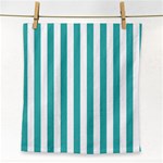 Vertical Stripes - White and Verdigris Face Towel