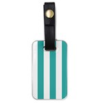Vertical Stripes - White and Verdigris Luggage Tag (One Side)