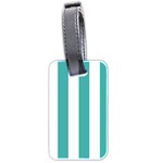 Vertical Stripes - White and Verdigris Luggage Tag (Two Sides)