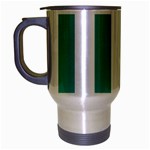 Vertical Stripes - White and Verdigris Travel Mug (Silver Gray)